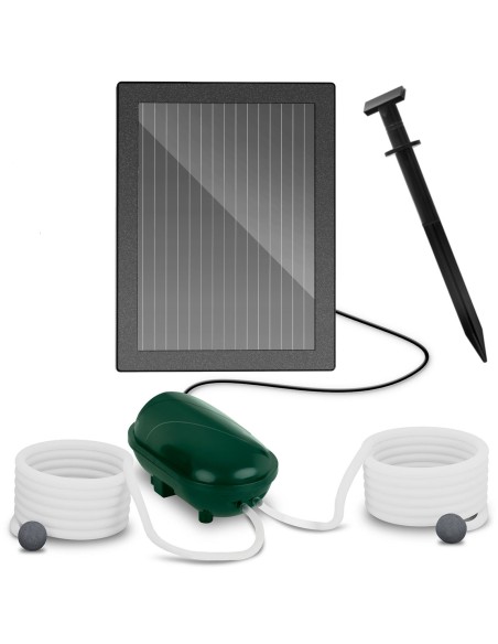 Saulės tvenkinio aeracijos siurblys su 2 oro akmenimis 200 l/h 1,35 W Saulės tvenkinio aeracijos siurblys su 2 oro akmenimis 200 l/h 1,35 W