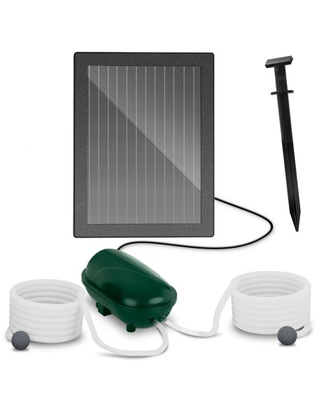 Saulės tvenkinio aeratoriaus siurblys 2 oro akmenys su akumuliatoriumi 200 l/h 1,4 W Saulės tvenkinio aeratoriaus siurblys 2 oro akmenys su akumuliatoriumi 200 l/h 1,4 W