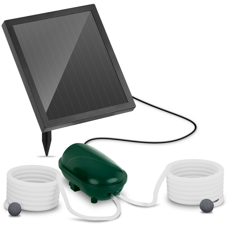 Saulės tvenkinio aeratoriaus siurblys 2 oro akmenys su akumuliatoriumi 200 l/h 1,4 W