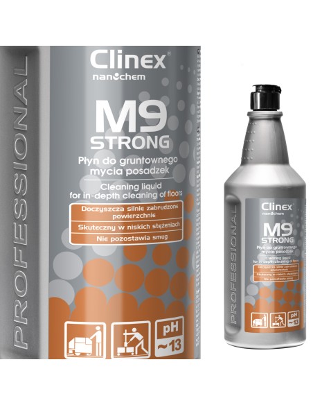 Skystis labai nešvarių grindų plovimui CLINEX M9 Strong 1L Skystis labai nešvarių grindų plovimui CLINEX M9 Strong 1L