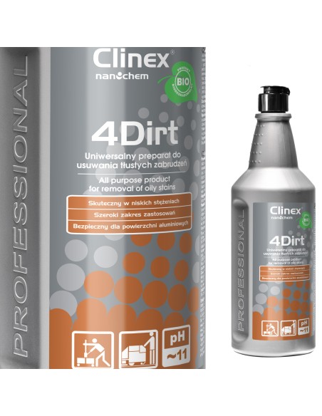 Koncentruotas preparatas riebiems nešvarumams šalinti CLINEX 4Dirt 1L Koncentruotas preparatas riebiems nešvarumams šalinti CLINEX 4Dirt 1L