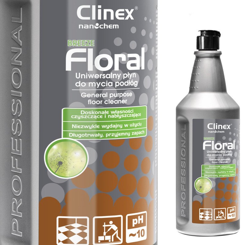 Grindų valiklis be dryžių, blizgesio, kvapo CLINEX Floral - Breeze 1L Grindų valiklis be dryžių, blizgesio, kvapo CLINEX Floral - Breeze 1L
