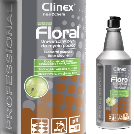 Grindų valiklis be dryžių, blizgesio, kvapo CLINEX Floral - Breeze 1L Grindų valiklis be dryžių, blizgesio, kvapo CLINEX Floral - Breeze 1L