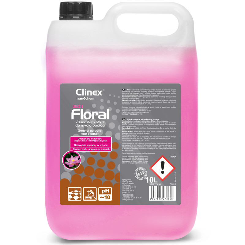 Grindų valiklis be dryžių, blizgesio, kvapas CLINEX Floral - Blush 10L