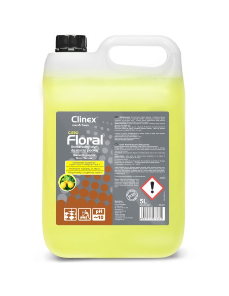 Grindų valiklis be dryžių, blizgesio, kvapo CLINEX Floral - Citro 5L Grindų valiklis be dryžių, blizgesio, kvapo CLINEX Floral - Citro 5L