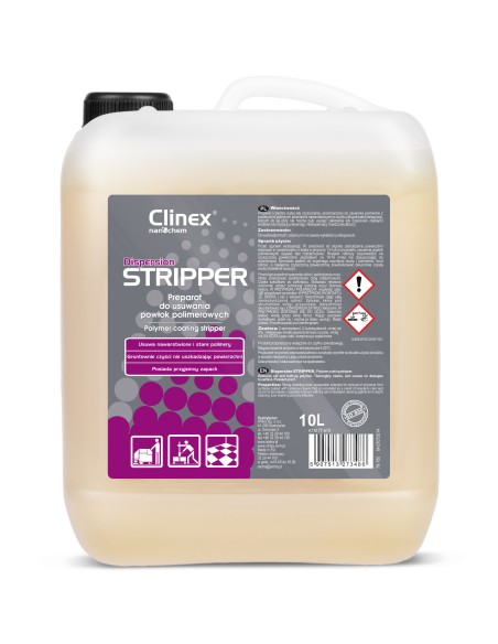 Didelio stiprumo skystis polimerinėms dangoms pašalinti nuo grindų CLINEX Dispersion STRIPPER 10L Didelio stiprumo skystis polimerinėms dangoms pašalinti nuo grindų CLINEX Dispersion STRIPPER 10L