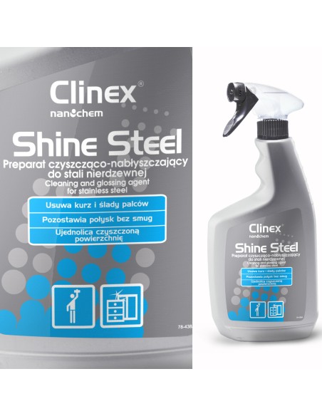 Paruošimas baldų ir nerūdijančio plieno prietaisų valymui ir poliravimui CLINEX Shine Steel 650ML Paruošimas baldų ir nerūdijančio plieno prietaisų valymui ir poliravimui CLINEX Shine Steel 650ML