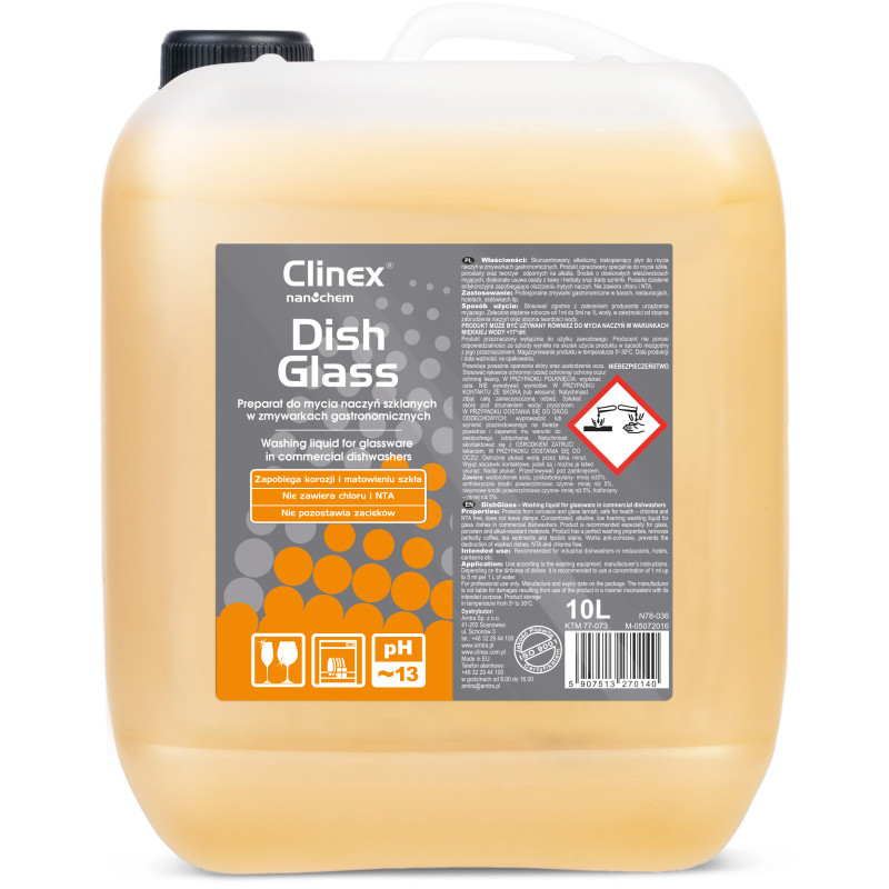 CLINEX DishGlass 10L kavos ir arbatos skystis stiklų valymui