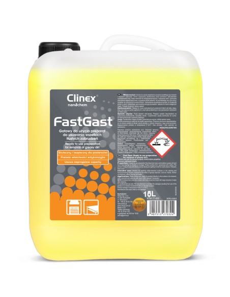 CLINEX FastGast 5L priemonė riebiems nešvarumams virtuvėje valyti nuo karnizo, stalviršių, sienų grindų CLINEX FastGast 5L priemonė riebiems nešvarumams virtuvėje valyti nuo karnizo, stalviršių, sienų grindų