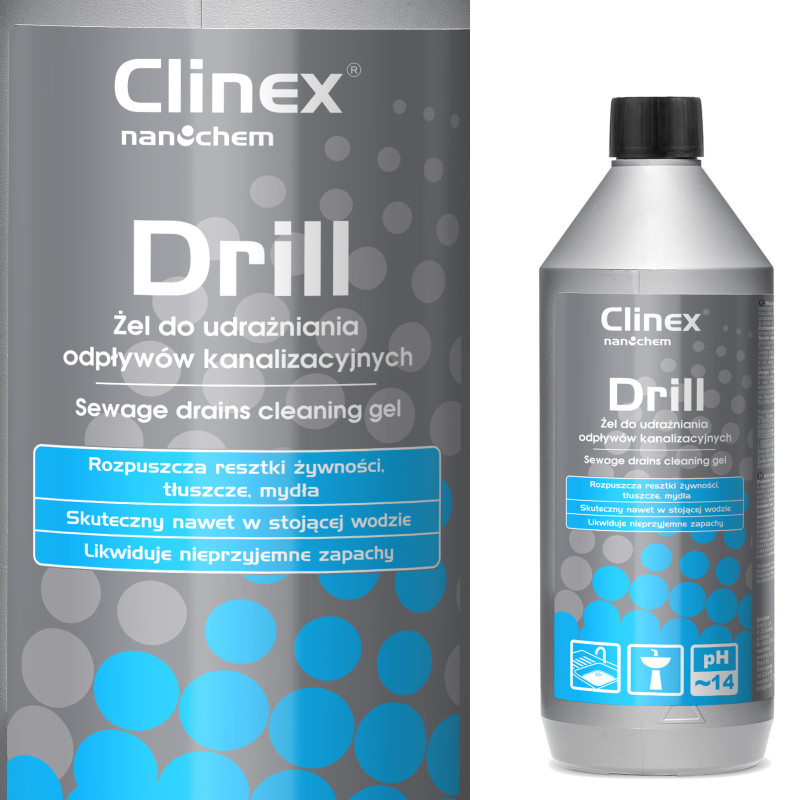 CLINEX Drill 1L kanalizacijos valymo gelis CLINEX Drill 1L kanalizacijos valymo gelis