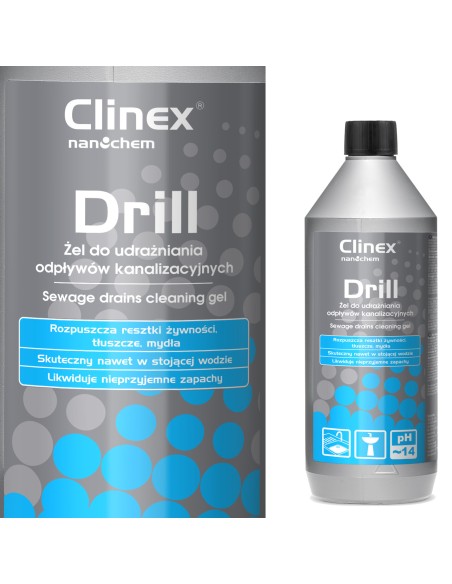 CLINEX Drill 1L kanalizacijos valymo gelis CLINEX Drill 1L kanalizacijos valymo gelis