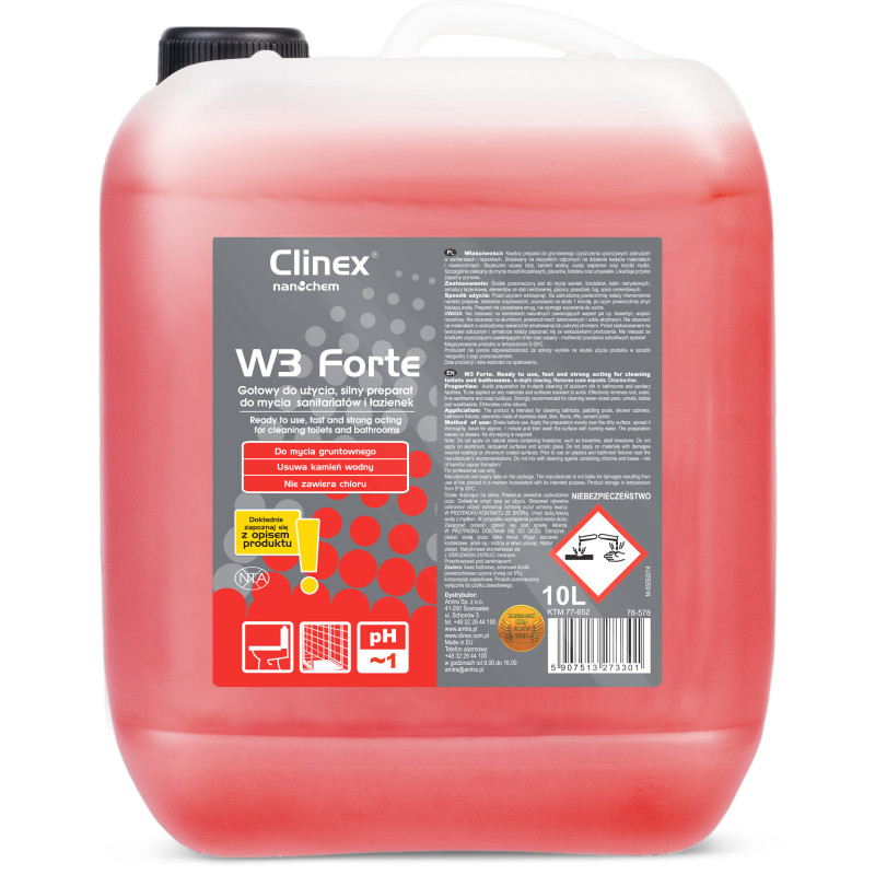 CLINEX W3 Forte 10L unitazo valiklis pašalina šlapimo kvapus