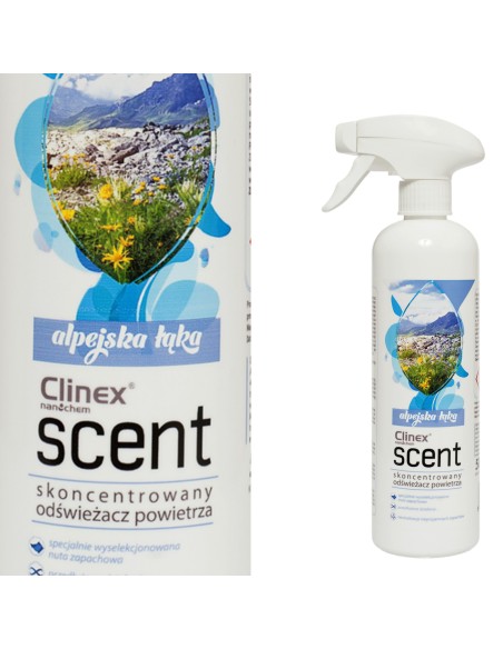 Koncentruotas oro gaiviklis purškiamas ant paviršių CLINEX Scent - Alpejska Łąka 500ML Koncentruotas oro gaiviklis purškiamas ant paviršių CLINEX Scent - Alpejska Łąka 500ML