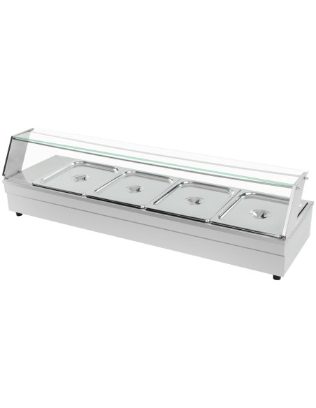 Bain marie elektrinis šildytuvas su čiaupu ir dangteliu 1800 W 4x GN 1/2 gylio 100mm 24L Bain marie elektrinis šildytuvas su čiaupu ir dangteliu 1800 W 4x GN 1/2 gylio 100mm 24L
