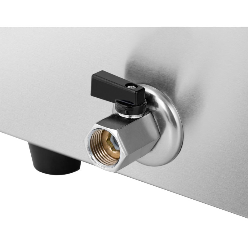 Bain marie elektrinis šildytuvas su čiaupu ir dangteliu 1800 W 4x GN 1/2 gylio 100mm 24L
