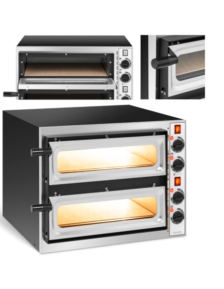 Dviejų kamerų picos orkaitė su stiklu 2 picos sk. 32cm 230V 3200W ITALIJA