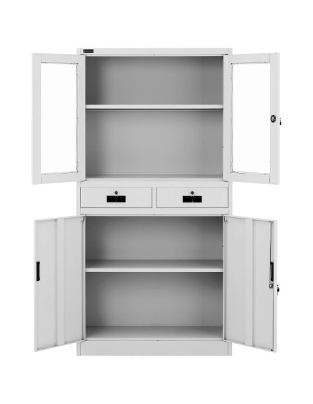 Metalinė biuro spintelė su įstiklintais stalčiais byloms ir dokumentams 40 x 90 x 180 cm Metalinė biuro spintelė su įstiklintais stalčiais byloms ir dokumentams 40 x 90 x 180 cm