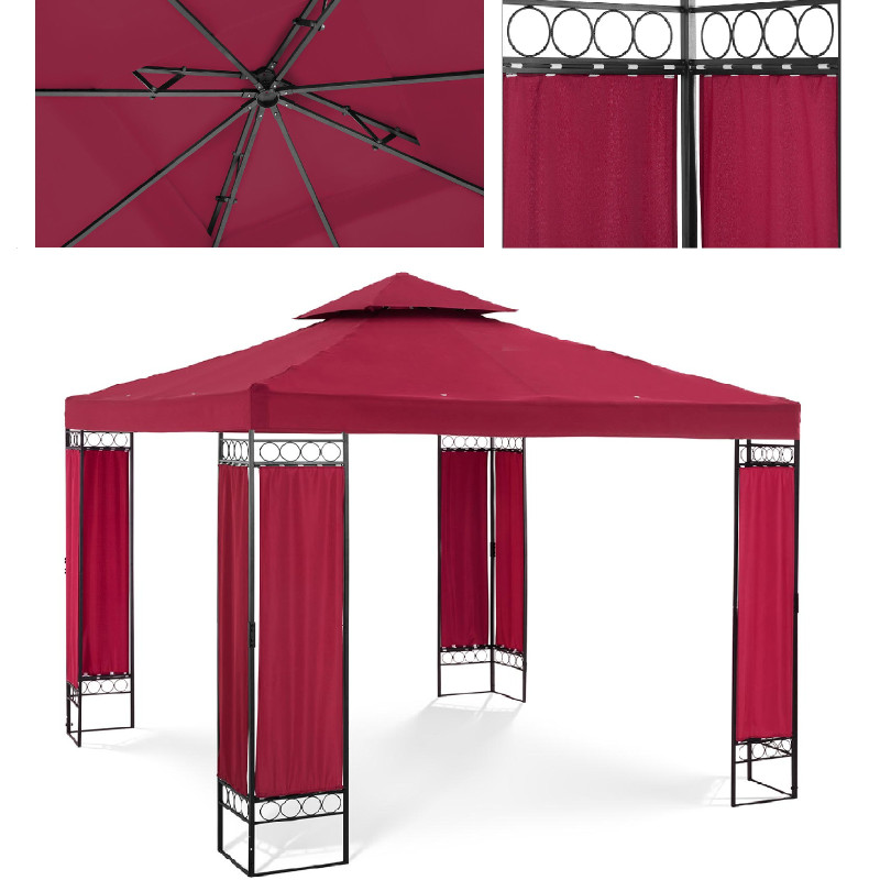 Sodo paviljono pavėsinė sulankstoma palapinė 3 x 3 x 2,6 m raudono vyno Sodo paviljono pavėsinė sulankstoma palapinė 3 x 3 x 2,6 m raudono vyno