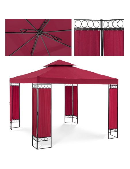 Sodo paviljono pavėsinė sulankstoma palapinė 3 x 3 x 2,6 m raudono vyno Sodo paviljono pavėsinė sulankstoma palapinė 3 x 3 x 2,6 m raudono vyno