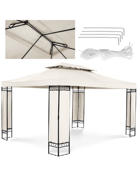 Sodo paviljono pavėsinė sulankstoma palapinė 3 x 4 x 2,6 m kreminė Sodo paviljono pavėsinė sulankstoma palapinė 3 x 4 x 2,6 m kreminė