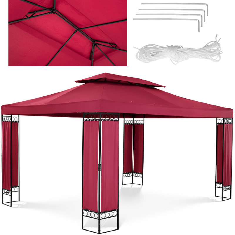 Sodo paviljono pavėsinė sulankstoma palapinė 3 x 4 x 2,6 m raudono vyno