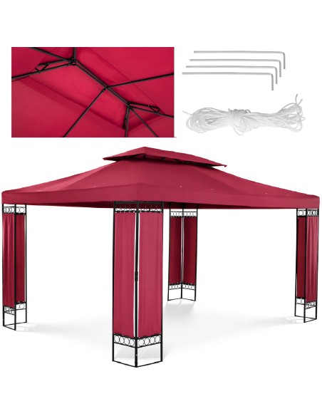 Sodo paviljono pavėsinė sulankstoma palapinė 3 x 4 x 2,6 m raudono vyno Sodo paviljono pavėsinė sulankstoma palapinė 3 x 4 x 2,6 m raudono vyno