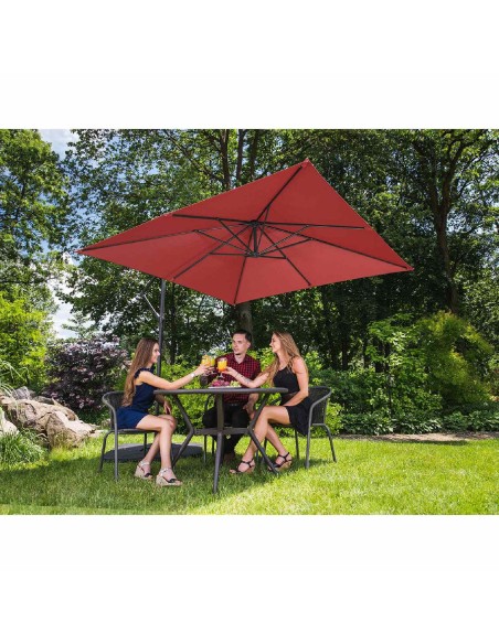 Sodo skėtis ant kvadratinio stulpo 250 x 250 cm, kaštoninės spalvos Sodo skėtis ant kvadratinio stulpo 250 x 250 cm, kaštoninės spalvos
