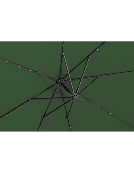 Sodo skėtis ant apvalios rankos su LED apšvietimu, sk. 300 cm žalia Sodo skėtis ant apvalios rankos su LED apšvietimu, sk. 300 cm žalia