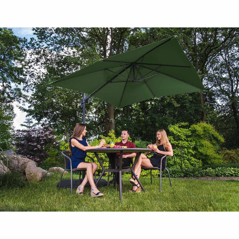 Šoninis sodo skėtis ant kvadratinės rankos 250 x 250 cm žalias