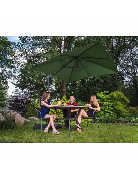 Šoninis sodo skėtis ant kvadratinės rankos 250 x 250 cm žalias Šoninis sodo skėtis ant kvadratinės rankos 250 x 250 cm žalias