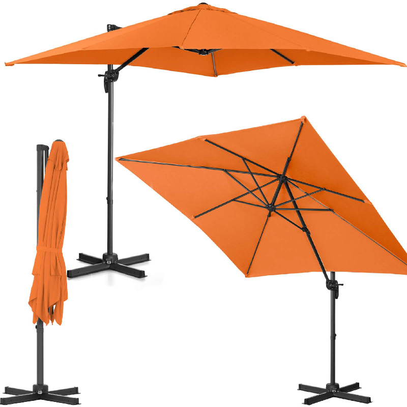 Šoninis sodo skėtis ant kvadratinės rankos, 250 x 250 cm, oranžinė