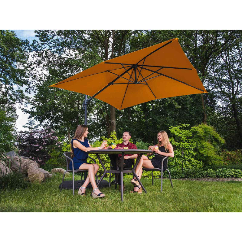 Šoninis sodo skėtis ant kvadratinės rankos, 250 x 250 cm, oranžinė