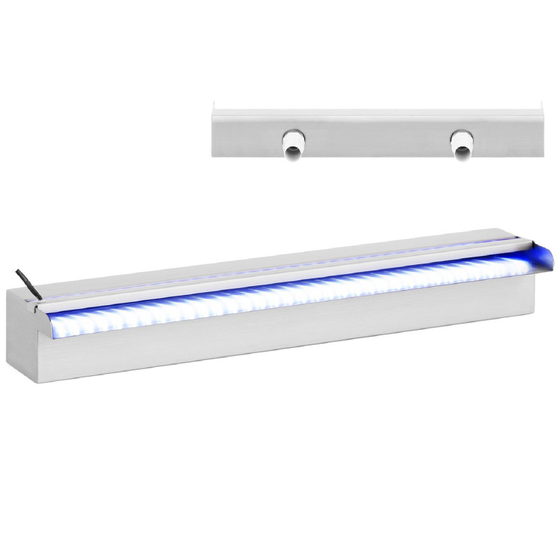 Nerūdijančio plieno kaskadinis krioklio snapelis sodo tvenkiniui 60 cm LED Nerūdijančio plieno kaskadinis krioklio snapelis sodo tvenkiniui 60 cm LED