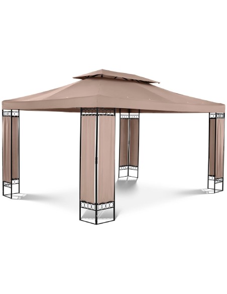 Sodo paviljonas pavėsinė palapinė sulankstomas stogas stačiakampis 3 x 4 x 2,6 m smėlio spalvos Sodo paviljonas pavėsinė palapinė sulankstomas stogas stačiakampis 3 x 4 x 2,6 m smėlio spalvos
