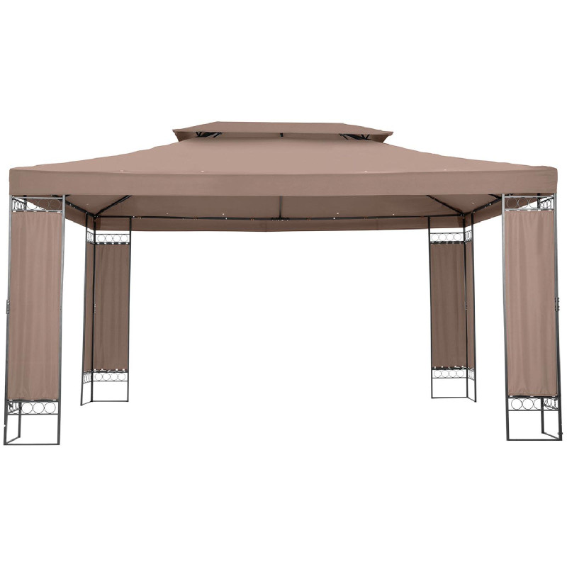 Sodo paviljonas pavėsinė palapinė sulankstomas stogas stačiakampis 3 x 4 x 2,6 m smėlio spalvos