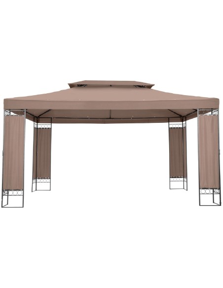 Sodo paviljonas pavėsinė palapinė sulankstomas stogas stačiakampis 3 x 4 x 2,6 m smėlio spalvos Sodo paviljonas pavėsinė palapinė sulankstomas stogas stačiakampis 3 x 4 x 2,6 m smėlio spalvos