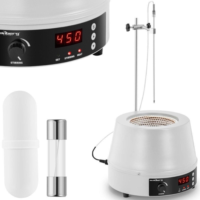 Laboratorinis šildymo apvalkalas su magnetine maišykle + stovas 1600 aps./min 450C