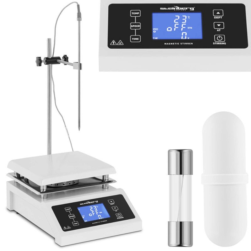 Laboratorinė magnetinė maišyklė + stovas su laikiklio laikmačiu 350C 2000 aps./min.