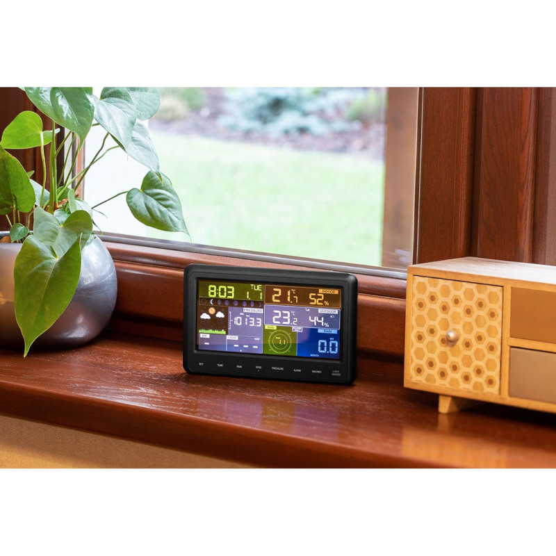 Belaidė oro stotis saulės LCD WiFi 100m