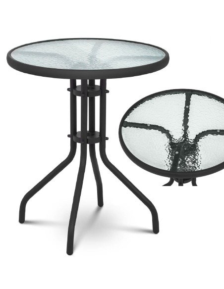 Balkono sodo stiklinis kavos staliukas apvalus skersmuo. 60 cm Balkono sodo stiklinis kavos staliukas apvalus skersmuo. 60 cm