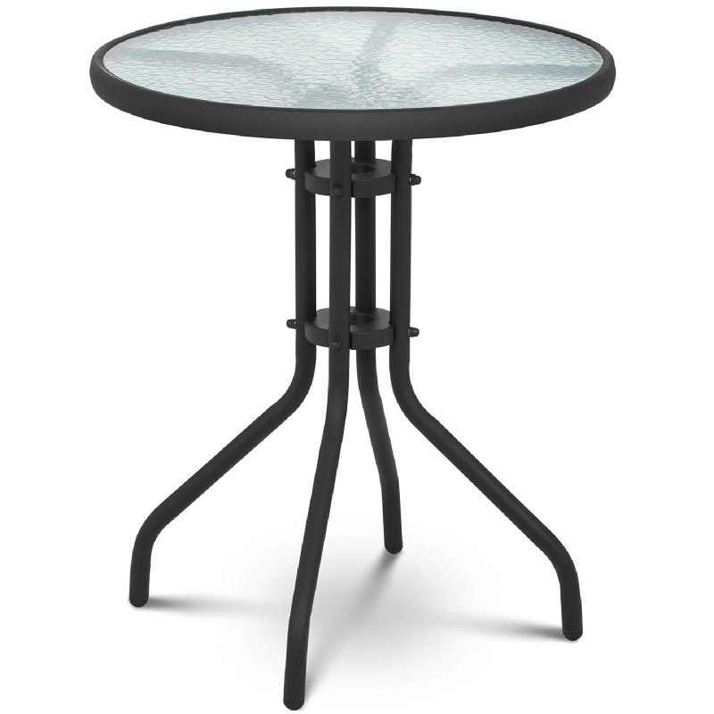 Balkono sodo stiklinis kavos staliukas apvalus skersmuo. 60 cm