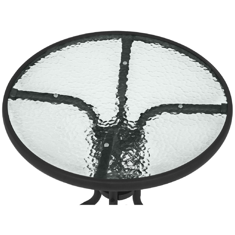 Balkono sodo stiklinis kavos staliukas apvalus skersmuo. 60 cm