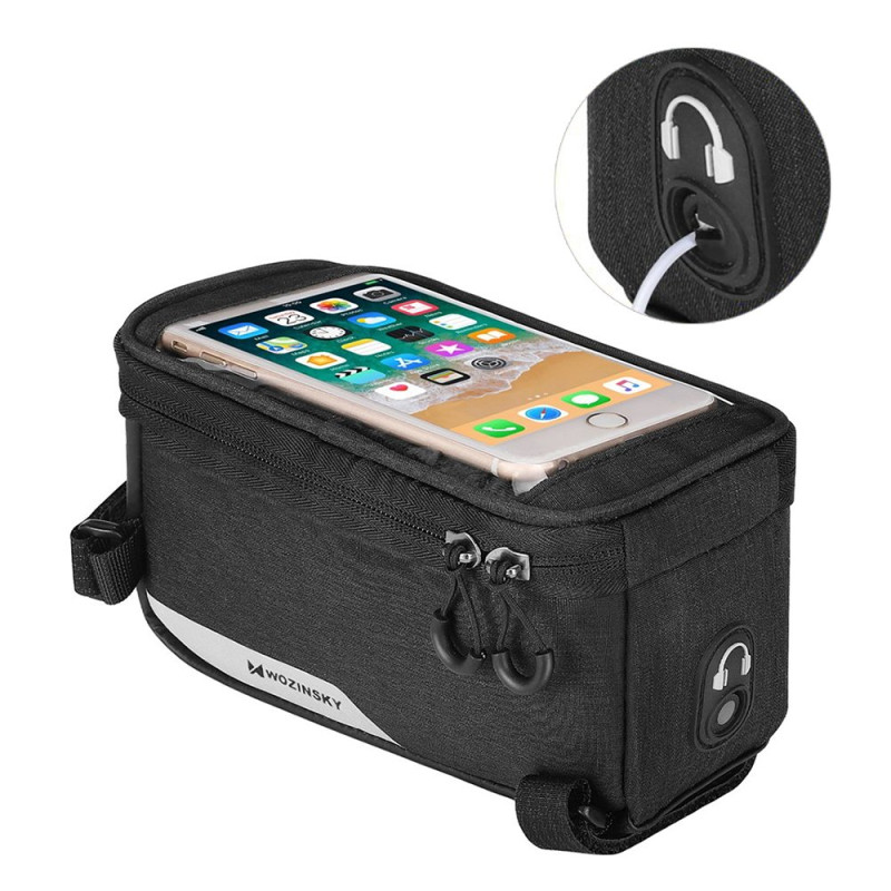 Dviračio rėmo krepšio dangtelis telefonui iki 6,5 colio 1l juodas