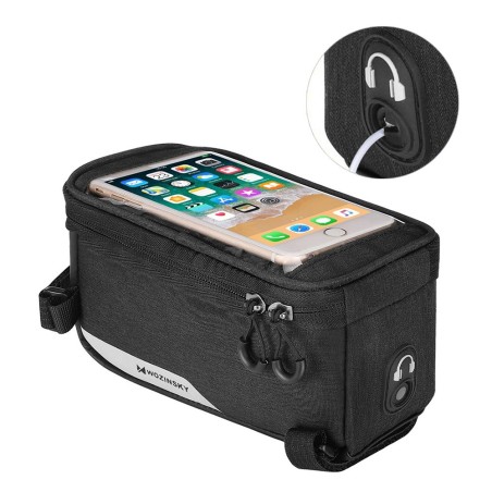 Dviračio rėmo krepšio dangtelis telefonui iki 6,5 colio 1l juodas