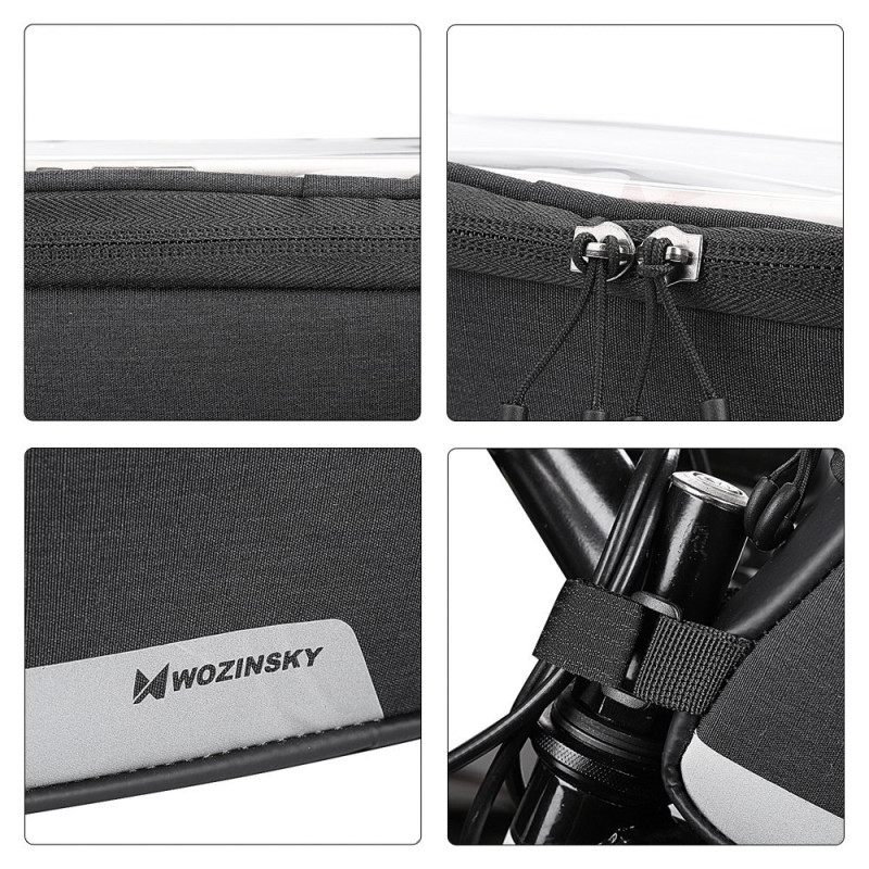 Dviračio rėmo krepšio dangtelis telefonui iki 6,5 colio 1l juodas