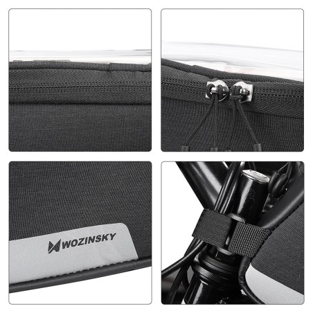 Dviračio rėmo krepšio dangtelis telefonui iki 6,5 colio 1l juodas