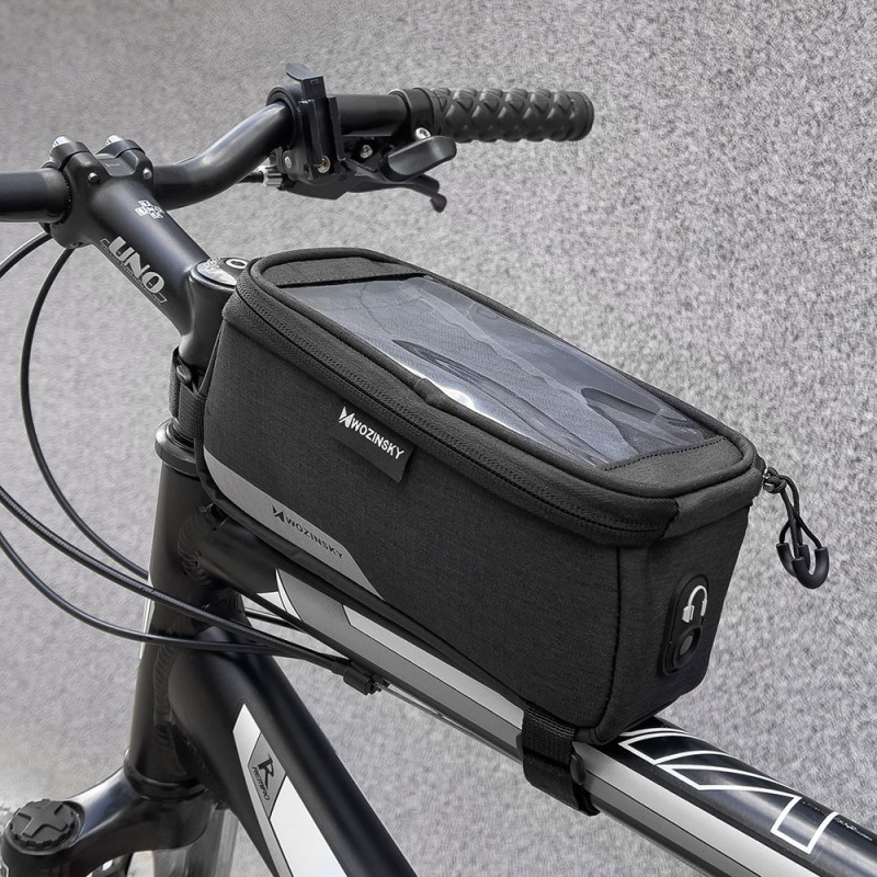 Dviračio rėmo krepšio dangtelis telefonui iki 6,5 colio 1l juodas