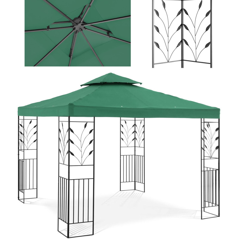 Sodo paviljono pavėsinė su ornamentu sulankstoma 3 x 3 x 2,6 m žalia Sodo paviljono pavėsinė su ornamentu sulankstoma 3 x 3 x 2,6 m žalia