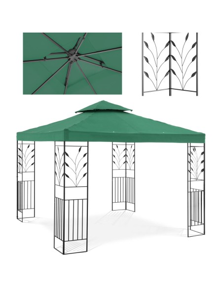 Sodo paviljono pavėsinė su ornamentu sulankstoma 3 x 3 x 2,6 m žalia Sodo paviljono pavėsinė su ornamentu sulankstoma 3 x 3 x 2,6 m žalia