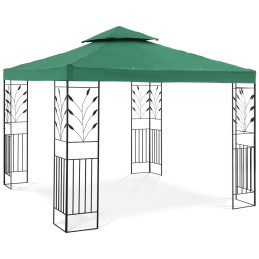 Sodo paviljono pavėsinė su ornamentu sulankstoma 3 x 3 x 2,6 m žalia